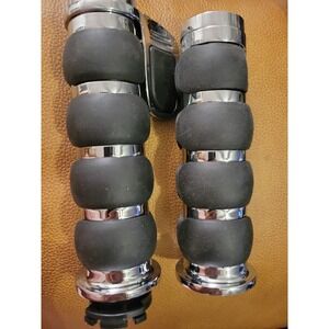Motorcycle 1" Hand Grips Bar End Hand Handlebar  Chrome Black Chrome#1